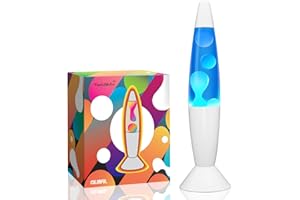 FineLiMoLa White Base 14'' Magma Liquid Motion Lamp with Blue Liquid and White Wax for Adults Kids Night Light Lamp Decoration for Living-Room Bedroom Christmas Thanksgiving Day (2 Bulbs Included).