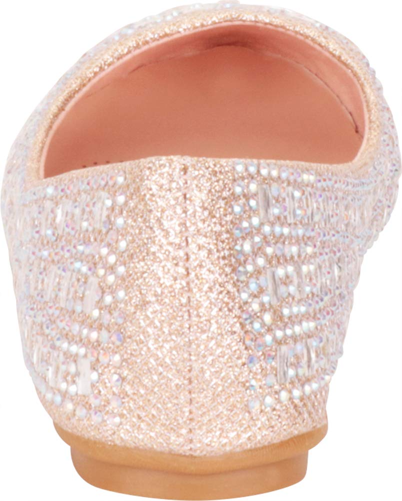 Cambridge Select Women's Round Toe Glitter Crystal Rhinestone Slip-On Ballet Flat,8 B(M) US,Champagne Glitter - Image 3