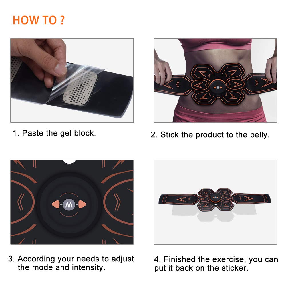 WONIU Muskelstimulation Elektrostimulation EMS Trainingsgerät Professionelle USB Aufladen Fettverbrennung Massage-gerät Elektrostimulatoren für Damen Herren (Schwarz)