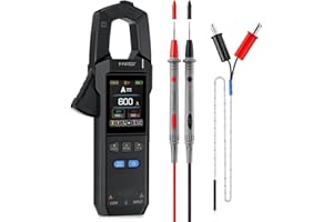 WESTOBIG 【Newly Upgraded】 FNRSI DMC-100 10000-Count True RMS Clamp Meter, 600A AC/DC Current & 750V Voltage Tester, NCV Detection, Temperature, Color Screen with Waveform, Power Meter, Type-C Rechargeable