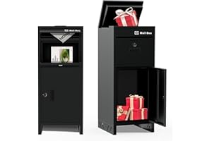 AZARSD Package Delivery Box for Outside with Lock,15.7" L*15.7" W*37.8" H, Anti-Theft Design Package Drop Box is Rain-Proof and Rust-Proof, Package Mailbox for Porch Ideal for Home or Office (Black)