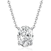 2CT Moissanite Necklace for Women, 18K White Gold Plated Sterling Silver Adjustable Chain Pandent Necklace, Lab Created Diamond, Valentines Christmas Anniversary Birthday Gifts for Mom Wife