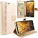 LG G4 Case, G4 Case, Cellularvilla [Stand Feature] Flower Texture Wallet Case [Diamond Jewel] Premium [Bling Luxury] Pu Leather Flip Cover [Card Slots] For LG G4 (Golden Bling)