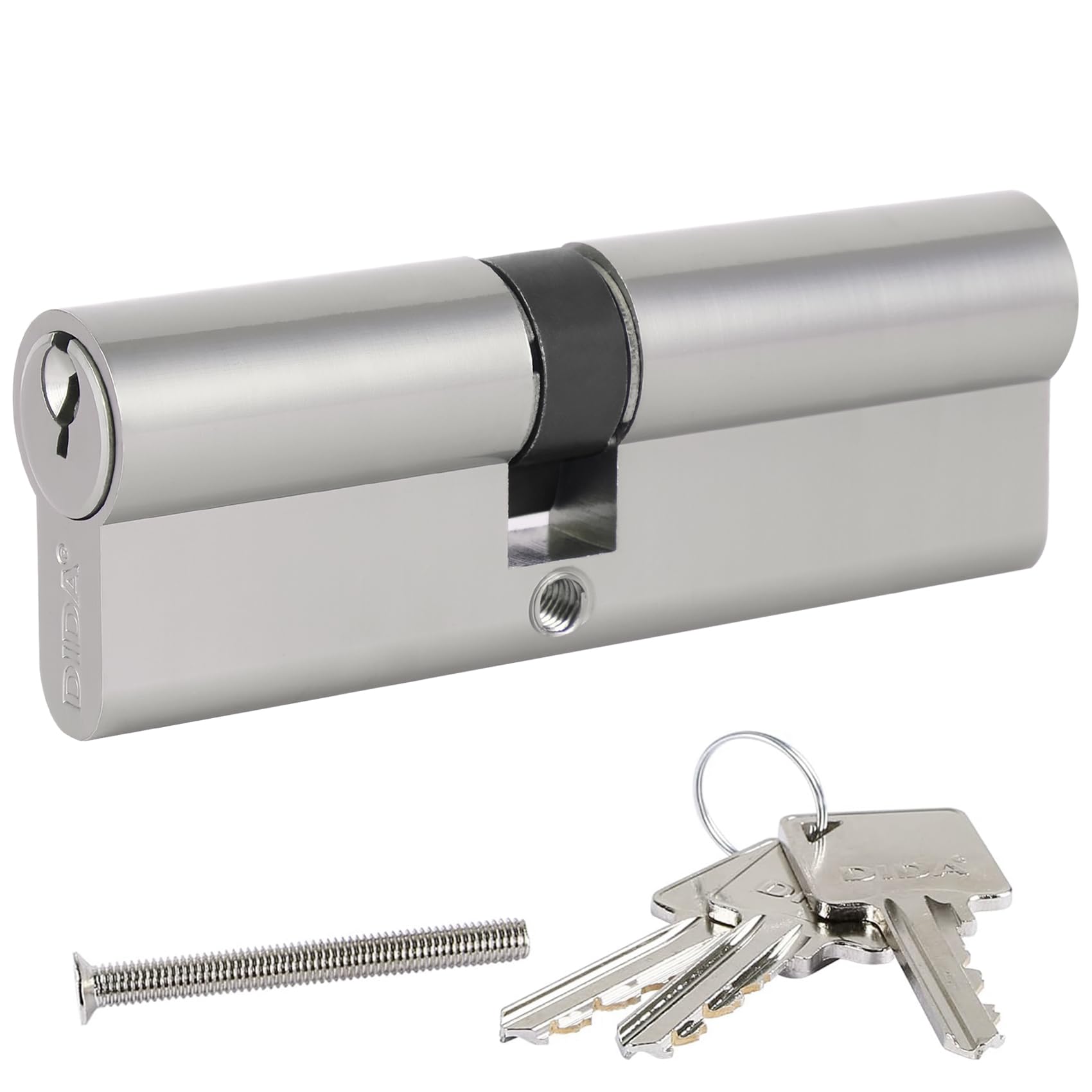 DIDA® 90mm(40/50) Euro Cylinder Lock,UPVC Door Lock Barrel with 3 Keys,High Security,Anti-Pick Anti-Bump Anti-Drill,Nickel Finish,Suitable for All Door Types,BS EN 1303:2007