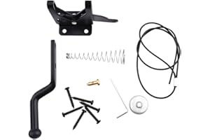 EWONICE Self Locking Fence Gate Latch, Automatic Gravity Lever for Wooden Fence Lock Post Mount with Stainless Steel Spring Cable Pull, Steel, Black