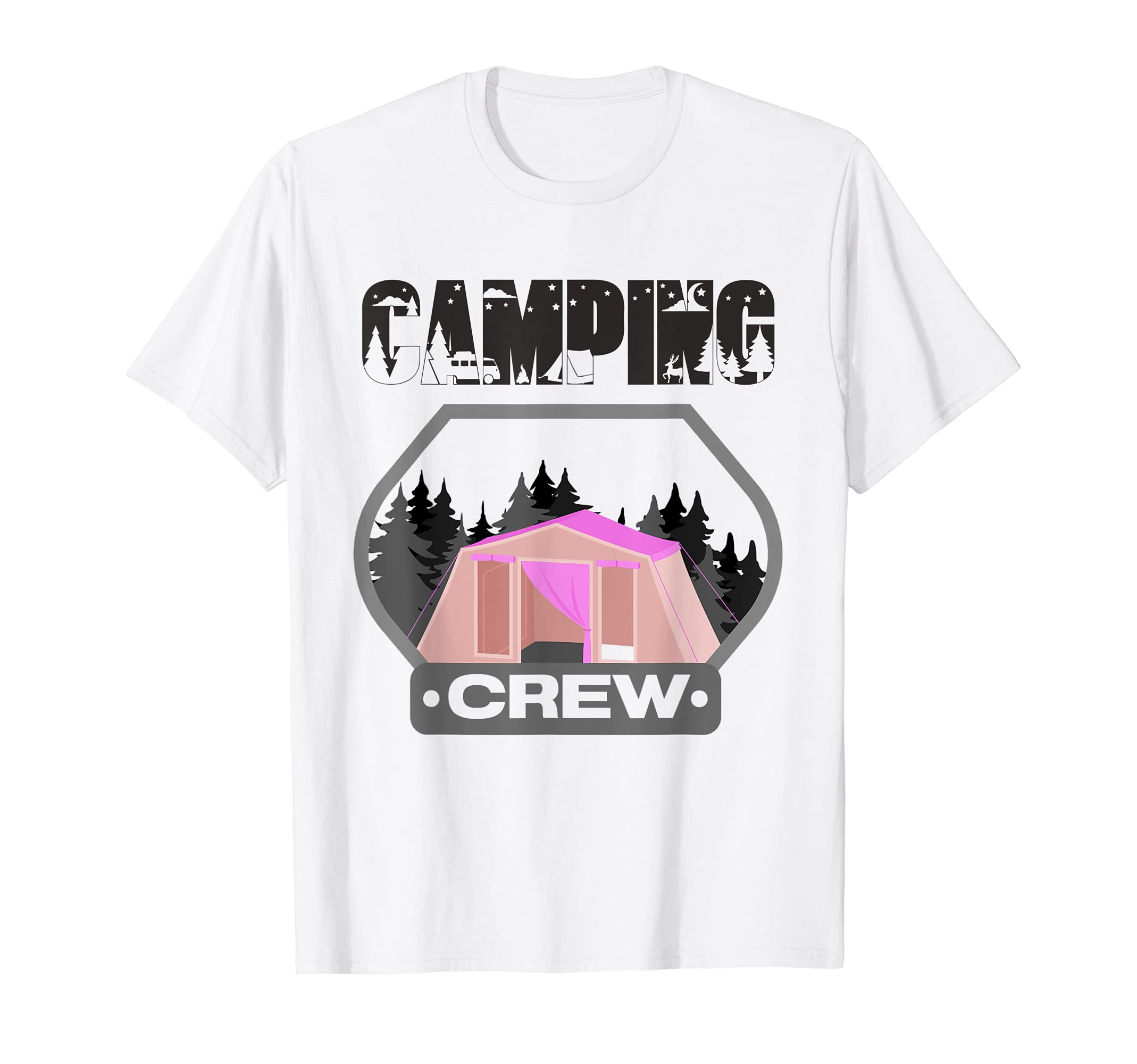Family Camping Trip Matching Group Pink Tent Camping Crew T-Shirt