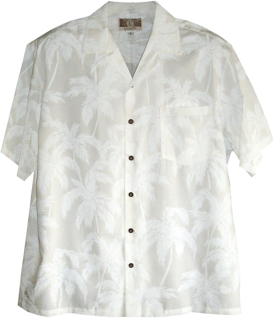 Men�s Hawaiian Wedding Shirts White Palm Tree Pattern by