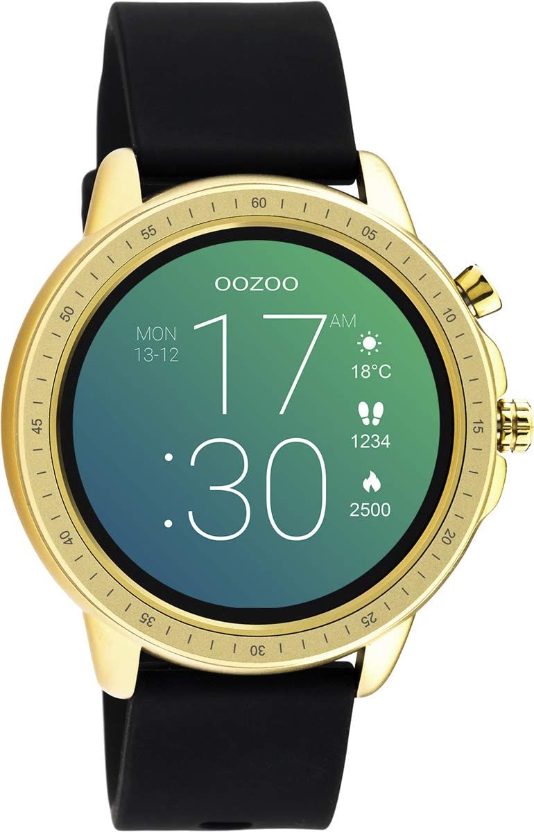 Oozoo Unisex smartwatch with Silicone Strap 45 MM Q00301, Gold & Black - Image 4