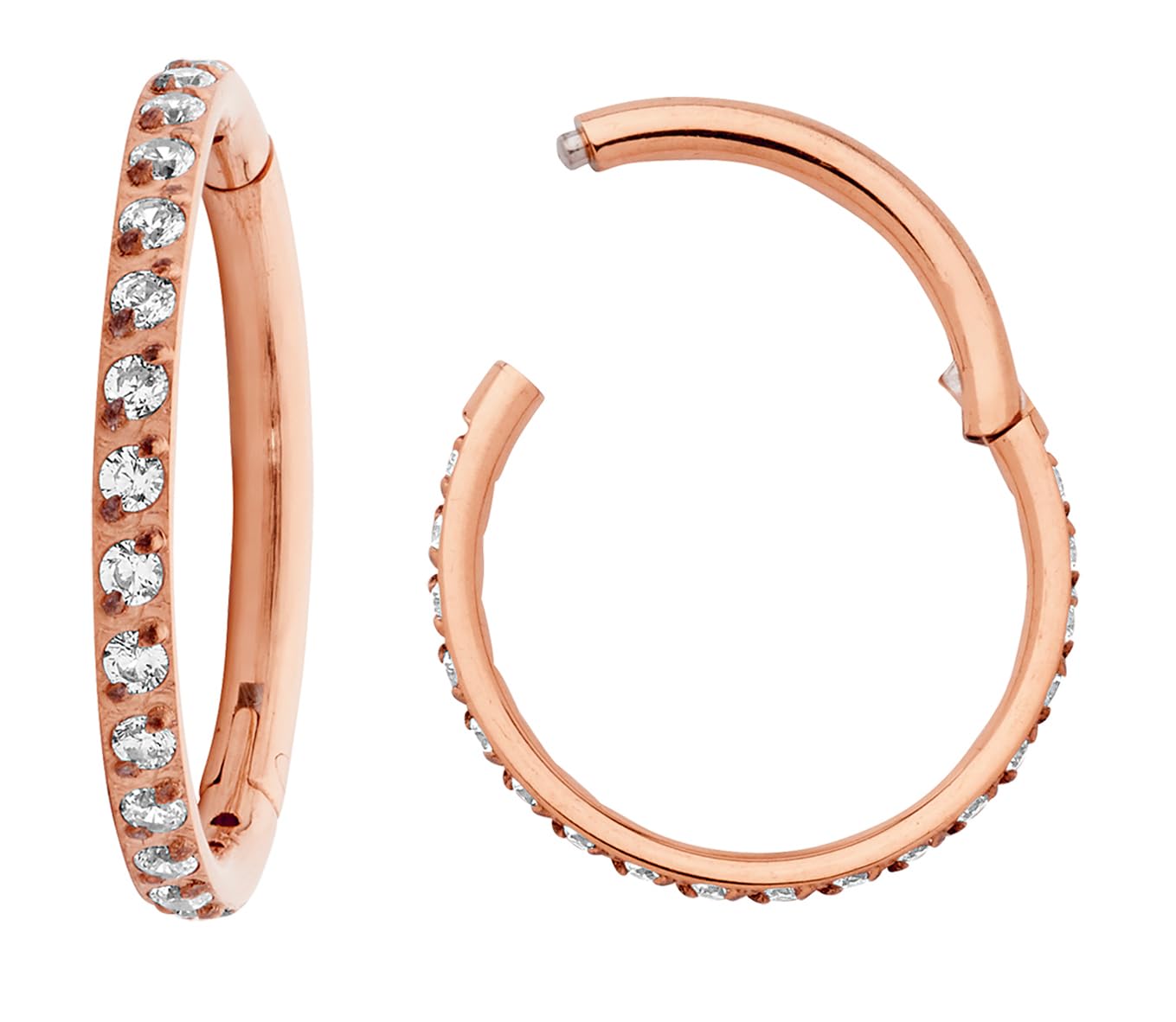 365 SLEEPERS 16G Titanium 6mm - 14mm Gem Hinged Segment Ring Helix Tragus Septum Clicker Nose Lip Hoop Unisex Earring Body Piercing Jewellery (6mm)