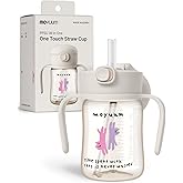 MOYUUM Leak Proof Sippy Cup with Handle | Made in Korea, 100% BPA Free PPSU, Magic No Spill Straw Cup with Attached Flip Top Lid, Easy to Hold for Babies and Toddlers, 6oz Gray