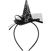 DIUEWOW Halloween Headbands for Women Kids Witch Hat Hairbands Black Small Witch Hair Hoops Halloween Hair Accessories