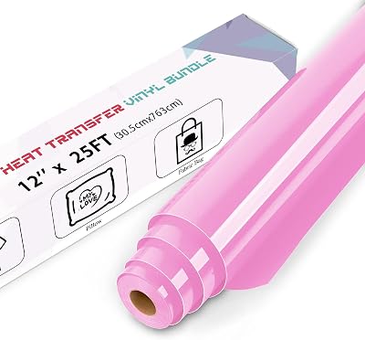 IModeur Pink Heat Transfer Vinyl 12x5 ft HTV for Fabric PET Backing