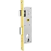 Storm Door Mortise Lock Body, Mortise Lock Replacement Parts | for Old Storm Doors, 2-1/2" Handle PZ, Reversible Latch Bolt (Polished Gold)