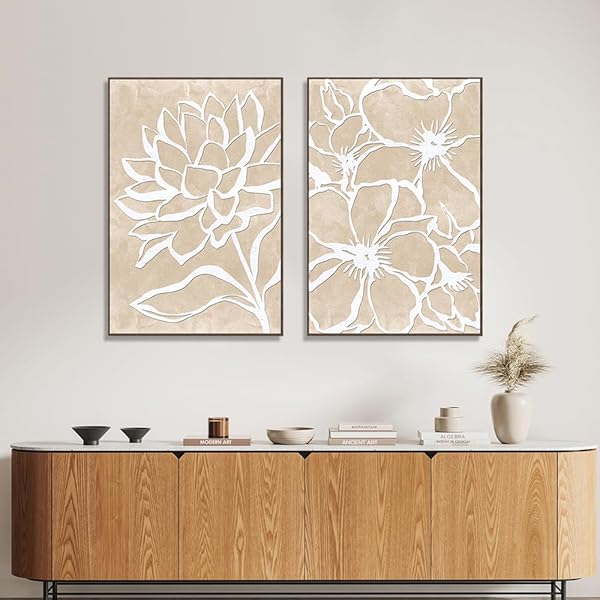 EUROPICART FRAMED FLOWERS CANVAS WALL ART, SET OF 2 WHITE FLORAL PAINTING DECOR 16 X 24 IN