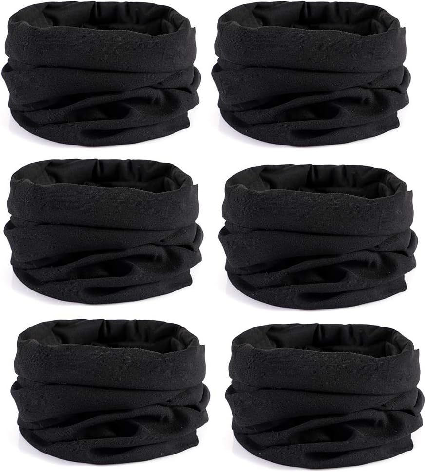 Casibecks 6 PCS Multifunctional Headwear Neck Scarf Bandana Balaclava Headband Neck Gaiter Tube Bandana Stretch Snood for Sports Yoga Running Cycling Hiking Climbing Random Colors