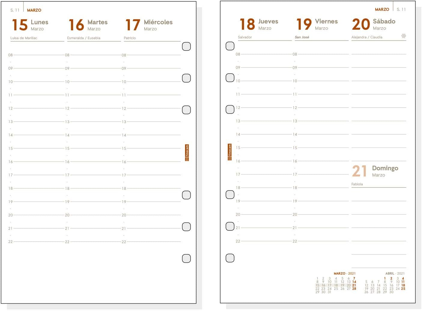 Finocam Leather Andrea - Agenda Organizer Leather Vertical Week View Spanish, Medium, Burgundy, Mediano - Image 4