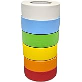 Science Lab Labeling Tape Variety Pack Including White, 500" Length x 3/4" Width, 1 Inch Core [6 Rolls of Assorted Colors]