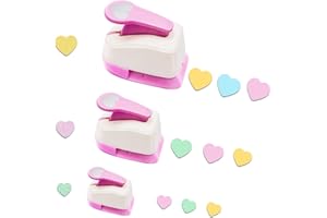 HKKYO Paper Punch, Heart Punch, Valentine's Day Punch Heart Shaped, Paper Hole Punches, Crafts Puncher, Heart Punches for Paper Crafts, 3/8 inch Shape Punch, 5/8 Heart Hole Punch, 1 inch Paper Punch