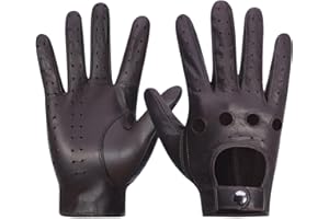 Meetoget Men's Leather Driving Gloves Unlined Goatskin Auto Driving Gloves With Touchscreen Gloves CAM01