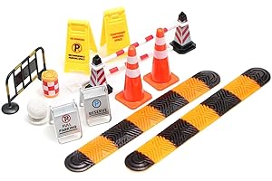 CHRCOED 1/18 1/24 RC Car Scale Traffic Accessories Set – Miniature Plastic Road Cones, Parking Signs, Speed Bump,Garage Diorama, Scene Setup & Decoration,Simulated Traffic for SCX24