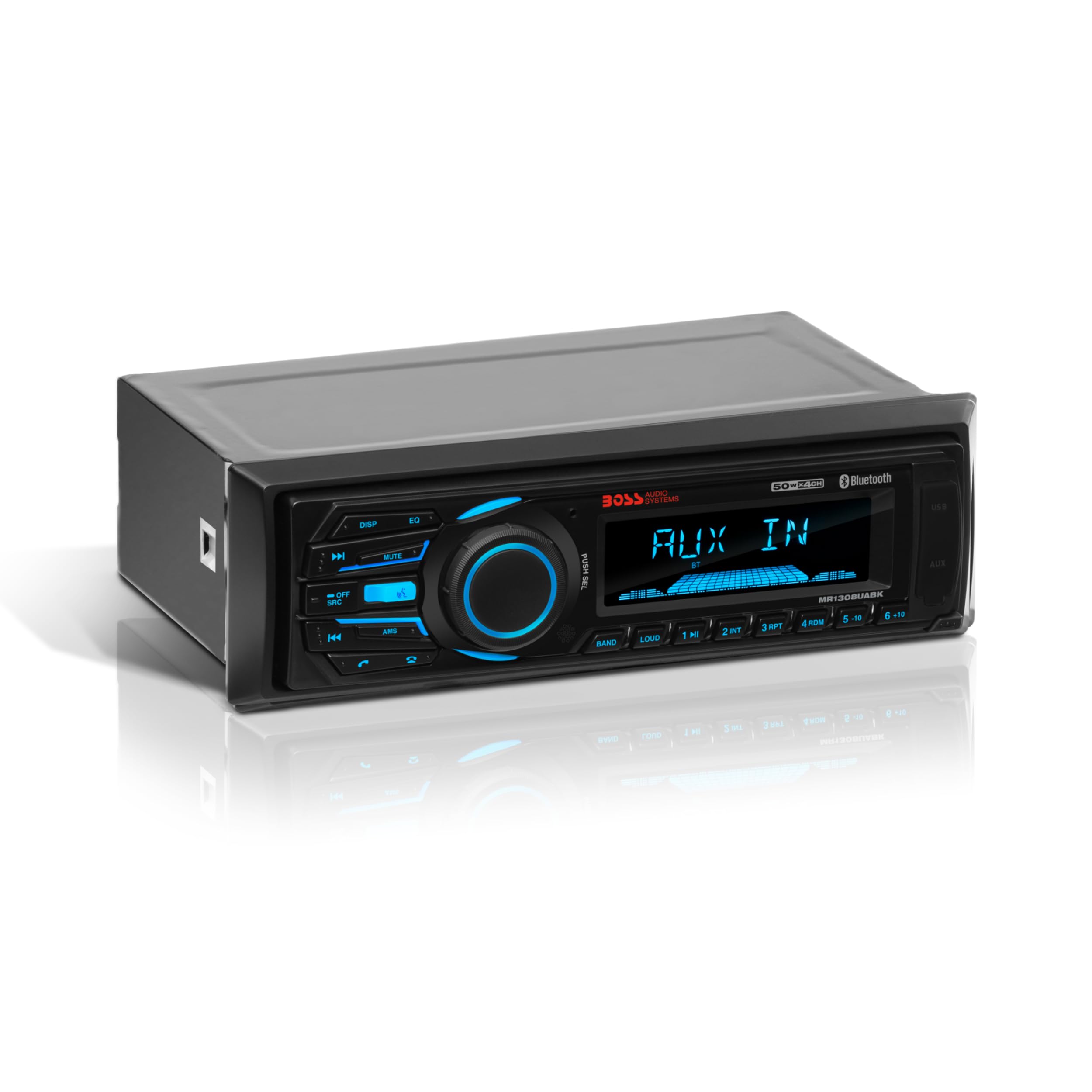 BOSS Audio Systems MR1308UABK Marine Boat Stereo – Single Din, Bluetooth, No CD DVD Player, AM/FM Radio Receiver, Aux-in, USB