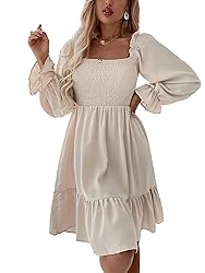 LYANER Women's Square Neck Lantern Long Sleeve