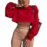 Artfish Women's Crewneck Long Sleeve Crop Tops Workout Casual Pullover Loose Sweatshirts