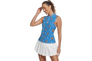 DFZNJRH Golf Shirt Womens Sleeveless Moisture Wicking Athletic Printed Polo Golf Tank Top Women (XS-4XL)