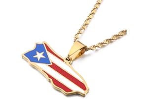 CHUANGBANG JEWELRY BR Gold Jewelry Stainless Steel Puerto Rico Map Pendant Necklaces for Women Girl Puerto Ricans