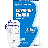 Healgen Rapid Check COVID-19, Flu A&amp;B Antigen Test Kit, The First FDA Authorized OTC 3-in-1 Flu &amp; COVID Home Test, Easy to Read Dual Windows, Results in 15 Mins, 2 Test