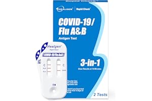 Healgen Rapid Check COVID-19, Flu A&B Antigen Test Kit, The First FDA Authorized OTC 3-in-1 Flu & COVID Home Test, Easy to Read Dual Windows, Results in 15 Mins, 2 Test