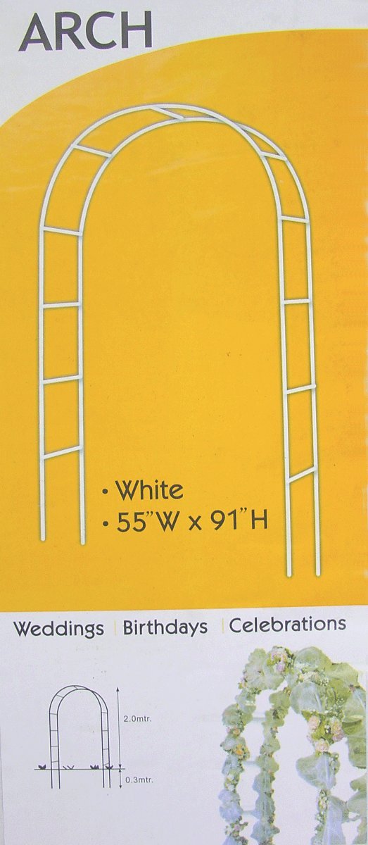 Metal Wedding Arch, 55" W x 91" H. Color White. (1 Piece) ARC01