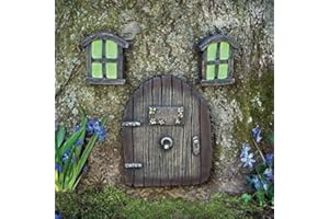 Bits and Pieces - Miniature Fairy Garden Glow in The Dark Fairies Sleeping Door and Windows Tree Statues - Tree Hugger Yard and Garden Sculptures Fairy Garden Mystical Gnome Home