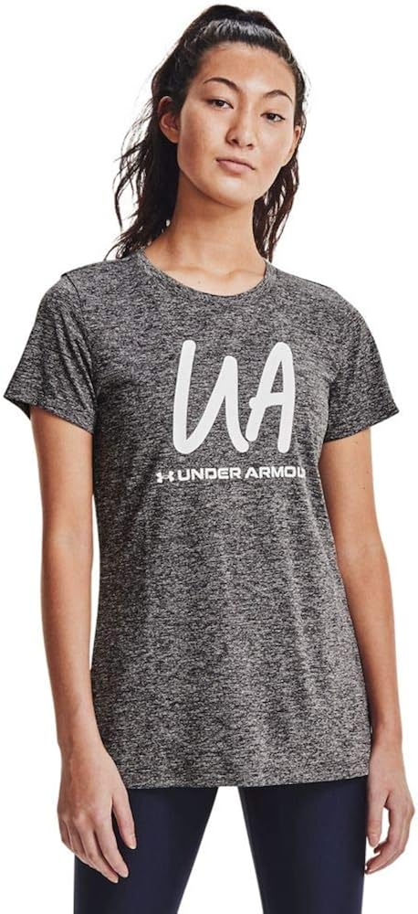 Under Armour Women's Tech Twist Script Short-Sleeve Crew Neck T-Shirt: Clothing