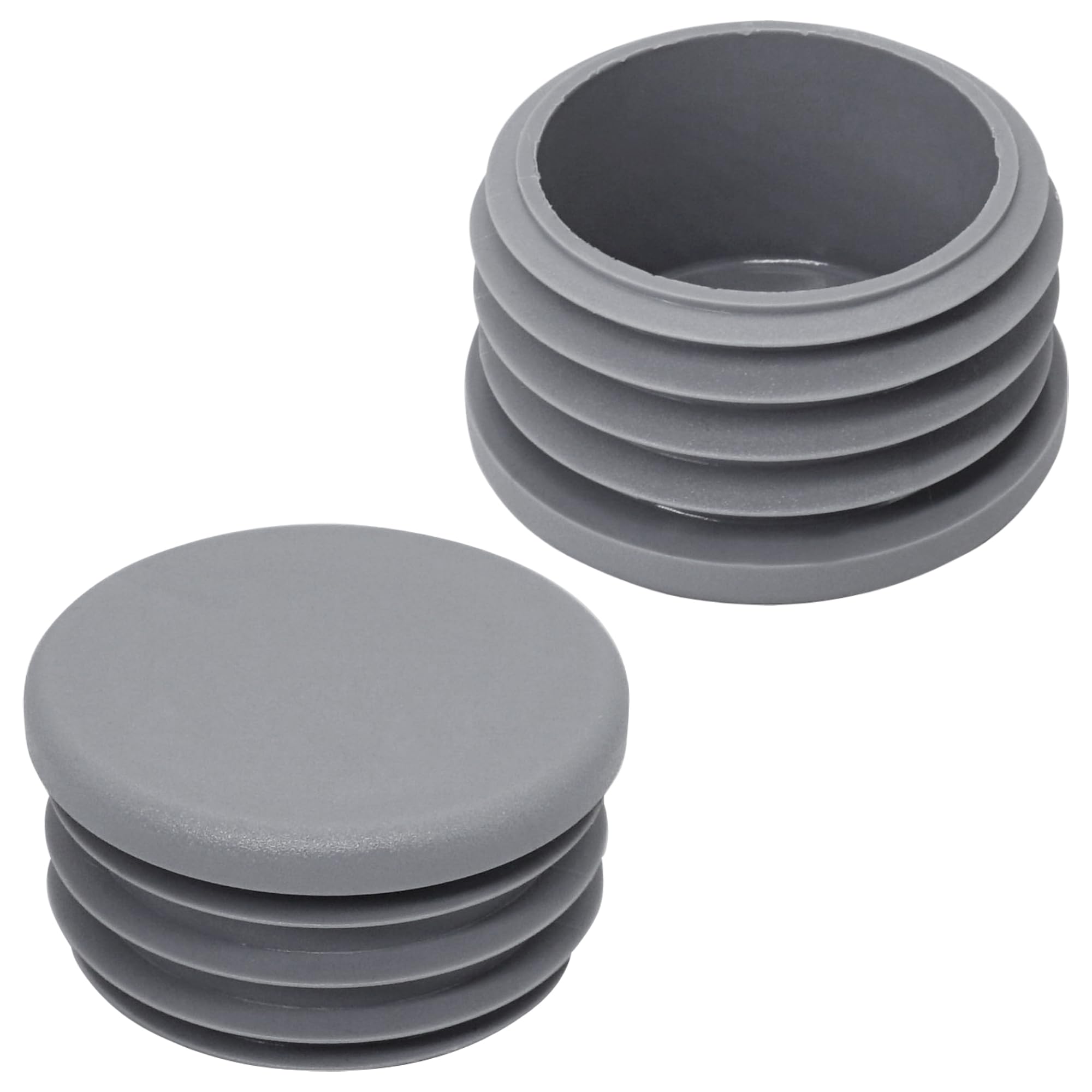 SKIR'CO (8 pcs) Round Tube Inserts 1 1/2", Fence Post Plugs, Grey Plastic Tube End Caps, Pipe Plugs, Grey RAL 7040