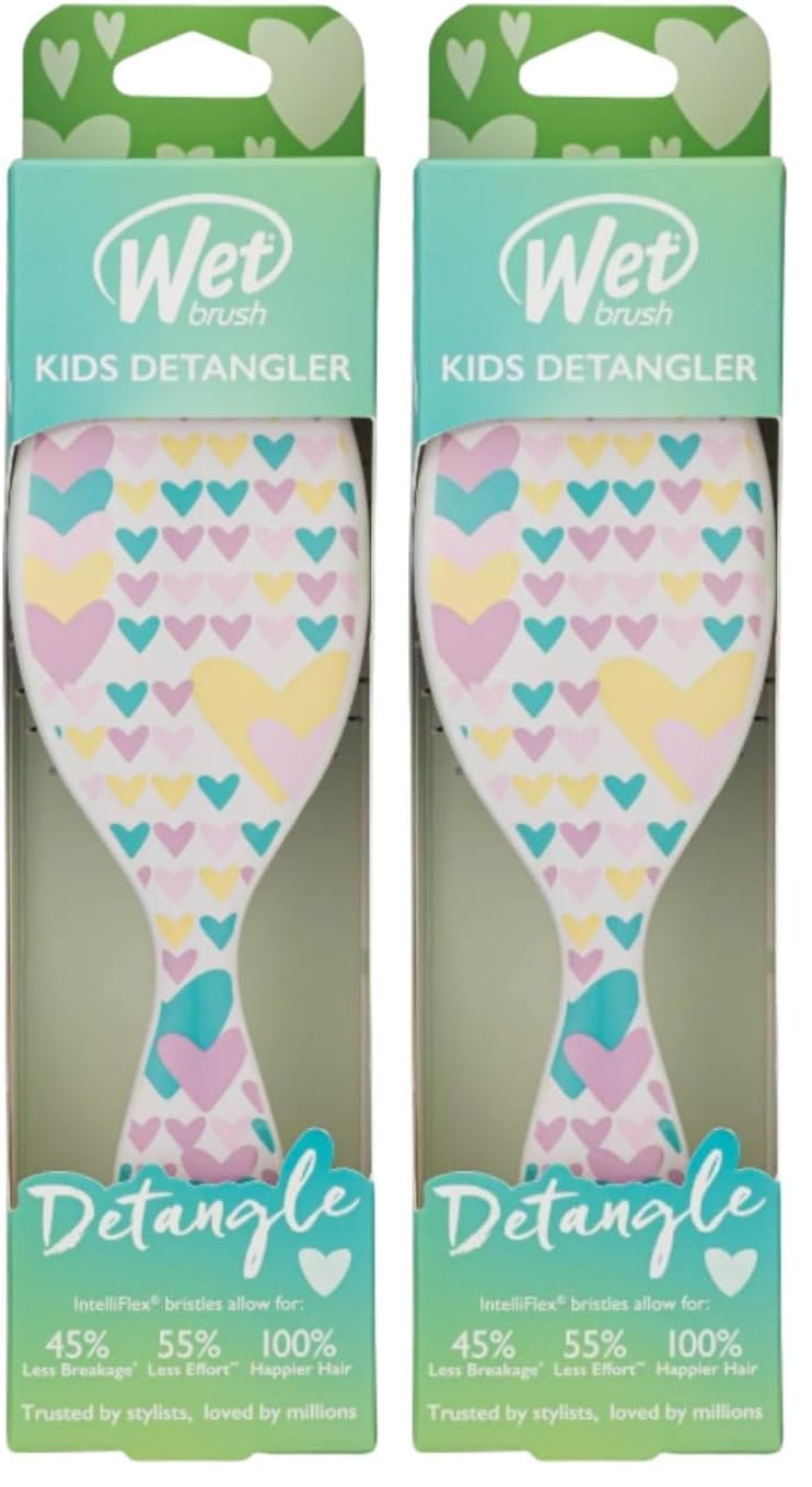 Photo 1 of Wet Brush Kids Detangler Hair Brushes - Midi Hearts - Detangling Brush with Ultra-Soft IntelliFlex Bristles Glide Through Tangles with Ease - Pain-Free Comb for All Hair Types (Pack of 2)
