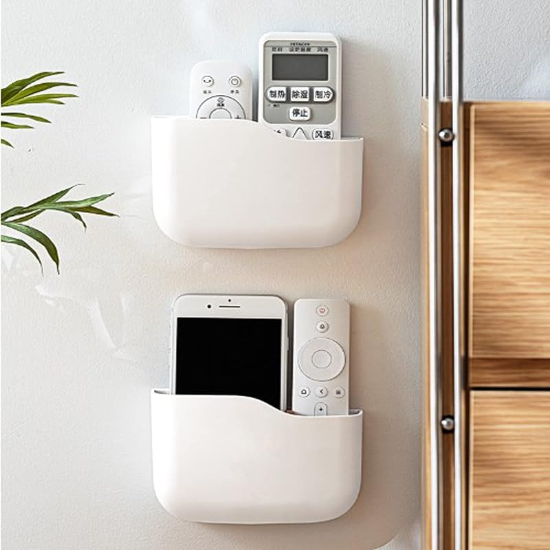Lanjue Wall Mounted Remote Control Holder - 2 Grids Storage Box