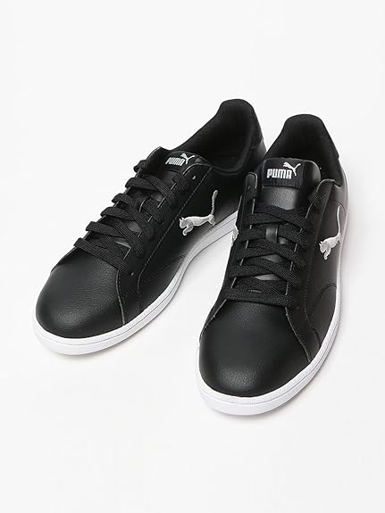 Amazon プーマ Puma レザー ロゴ刺繍 ローカットスニーカー スマッシュキャット L ブラック グレー 27 0cm Puma プーマ スニーカー