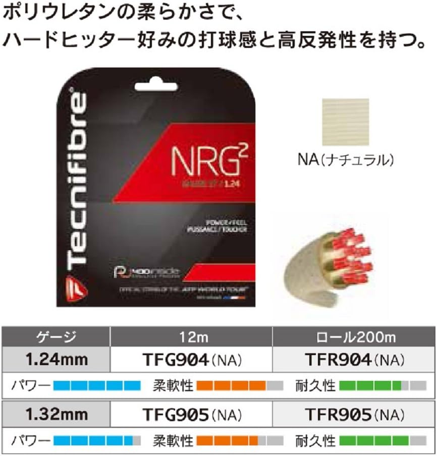 Tecnifibre NRG2 String Set - Off-White, 1.24 mm - Image 3