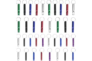 XINMEIWEN 36Pcs Extra Loud Aluminum Whistles 2 Sizes Emergency Survival Whistle with Key Chain for Sports Training Camping Hi