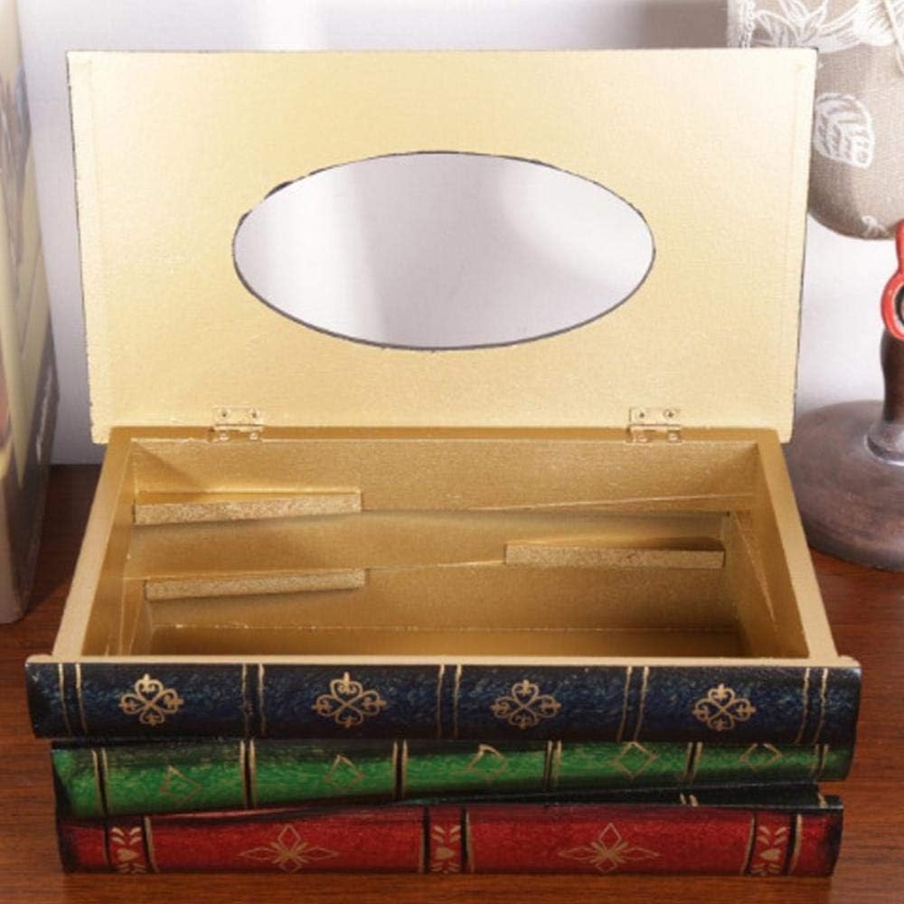 Wooden Tissue Box Holder - Facial Tissue Dispenser for Home Office, Car (Red) - Image 4
