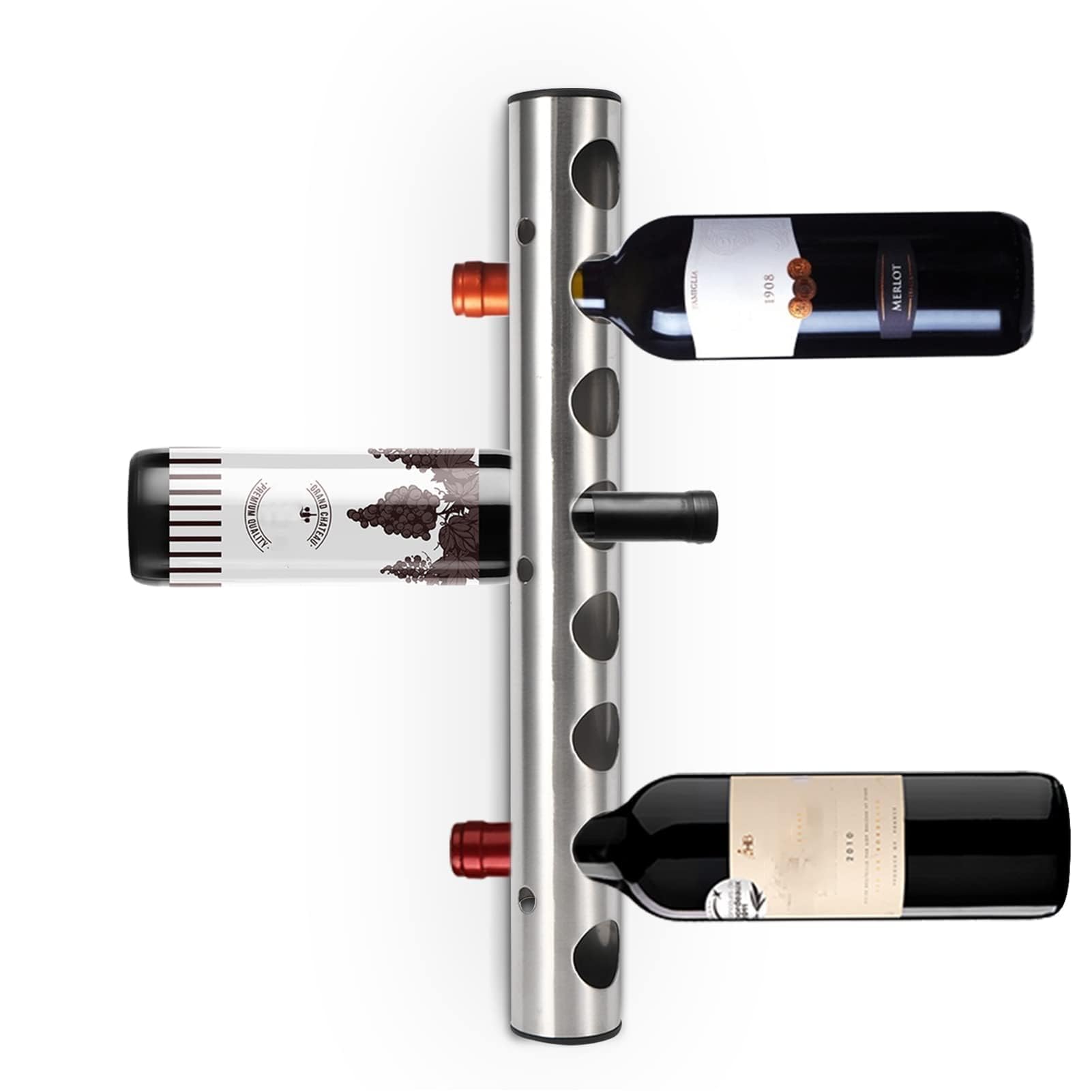 HERCHR Wine Bottle Rack for Wall Fixation,8 Bottles Wine Rack Holder,Wall Mounted Wine Rack,Wine Bottle Rack Organiser Storage Shelves Wine Holder Stainless Steel for Kitchen, Dining Room, Bar