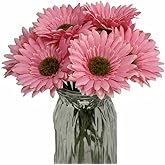 DSforG 10PCS Artificial Daisy Artificial Flowers Gerbera Daisy Silk Flowers Faux Flower for Party Home Kitchen Garden Wedding Decor (Pink)