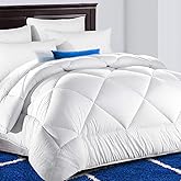 TEKAMON All Season Twin Comforter Winter Warm Soft Quilted Down Alternative Duvet Insert with Corner Tabs,Luxury Fluffy Reversible Collection for Hotel, Snow White,64 x 88 inches