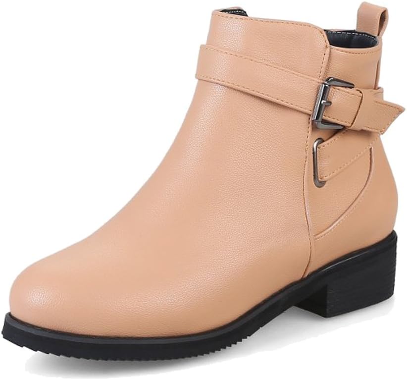 HiTime Ladies Outdoor Casual Boots Teens Girls Flats Bootie Fashion Buckle Ankle Boots Size 2-12