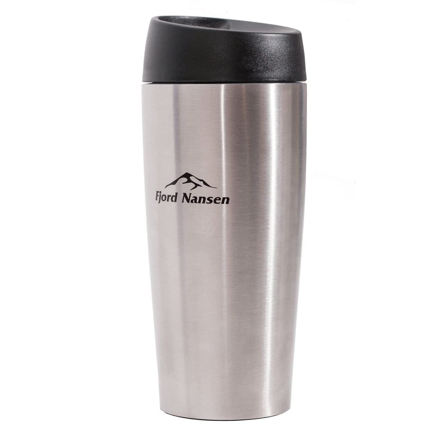 FJORD NANSEN Lando Thermal Mug Made of 100% Stainless Steel, Insulated Mug, Coffee Mug, Thermal Flask, Coffee & Tea, Coffee Mug to Go, Camping & Outdoor Accessories, Gadget, 400 ml, Silver