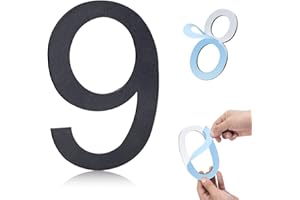 HOIUTER 6 Inch Self-adhesive House Numbers,Stainless Steel House Number for Outside,Big Modern House Numbers, Garden Door Address Numbers for House, 911 Visibility Signage(9)