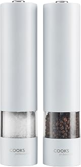 Cooks Professional Electric Salt and Pepper Mill Set White 4 AA Battery view 1