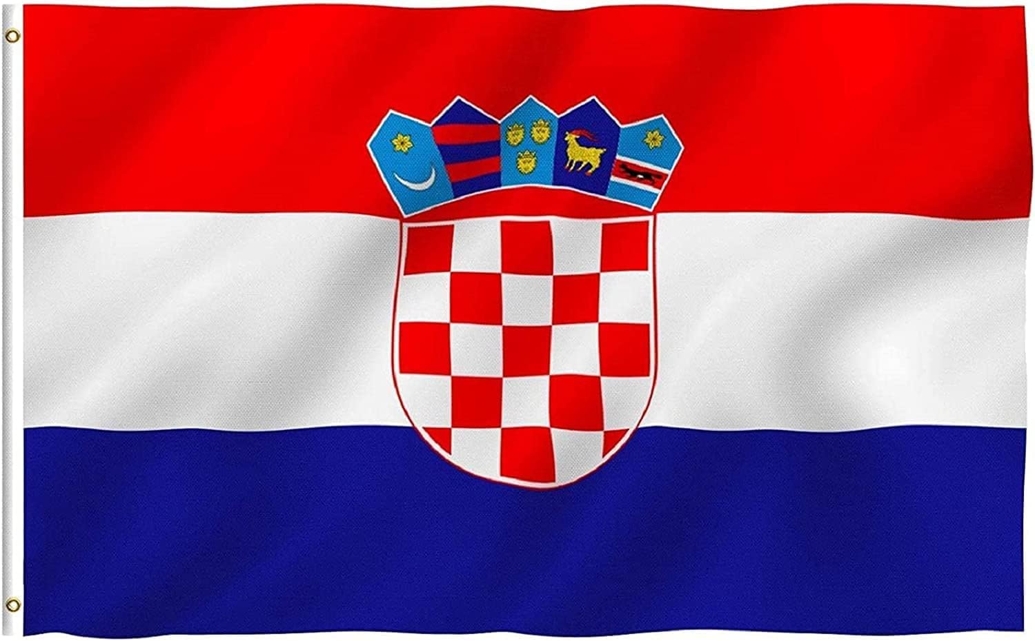 5x3ft Double Sided Croatia National Flag Banner with Two Brass Grommets, Flags Banner, Large Croatia Flags for Parade, Patriotic Activities, Garden Home Decoration