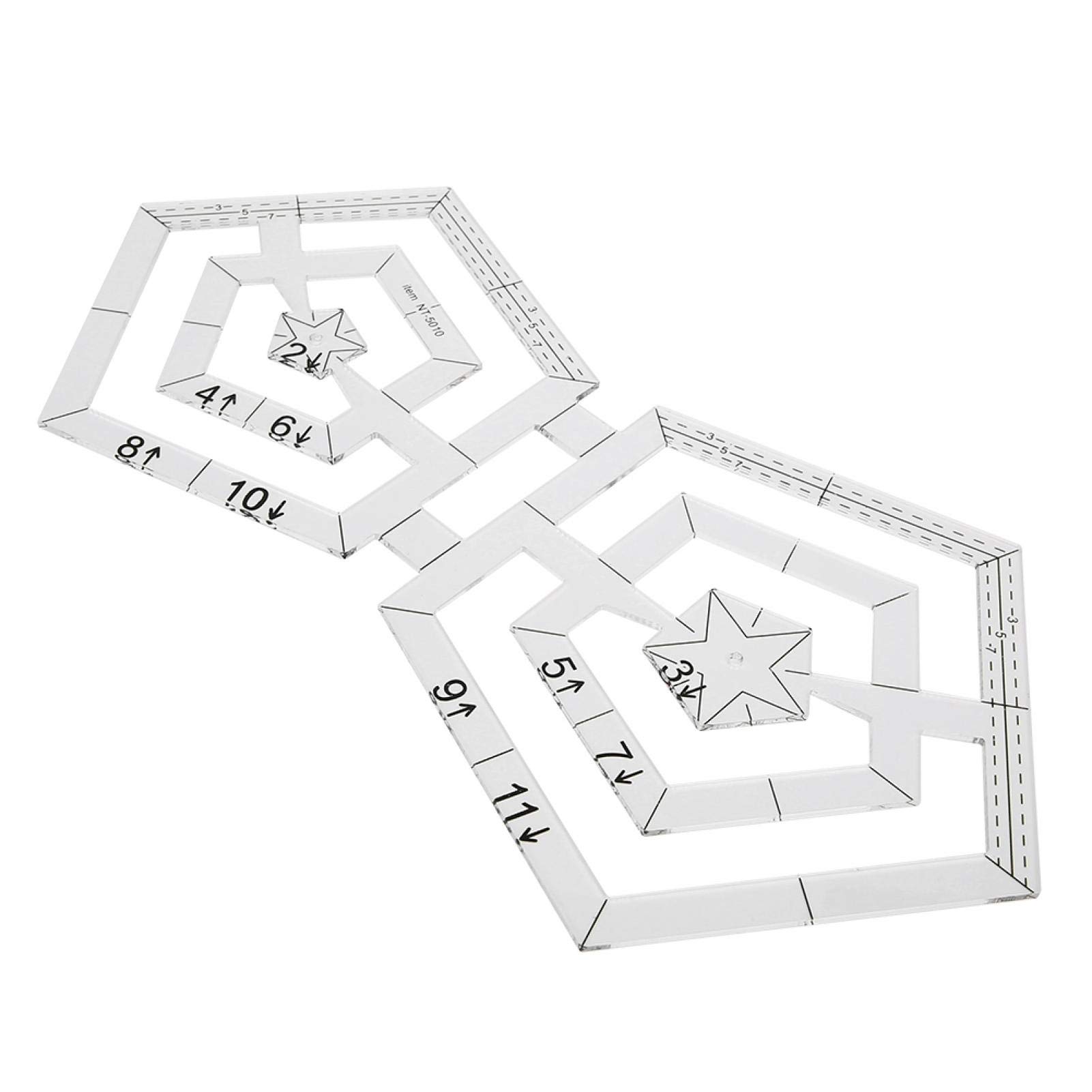Transparent Template Double Pentagonal Sewing Tools Pentagon Quilting Rulers, Sewing Ruler, Patchwork Sewing Drawing Tool for Patch-Work Sewing Technology